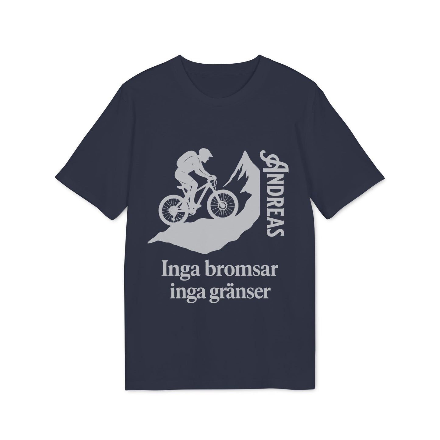 Mountain Bike T-shirt med namn 100% ekologisk bomull inga bromsar inga gränser