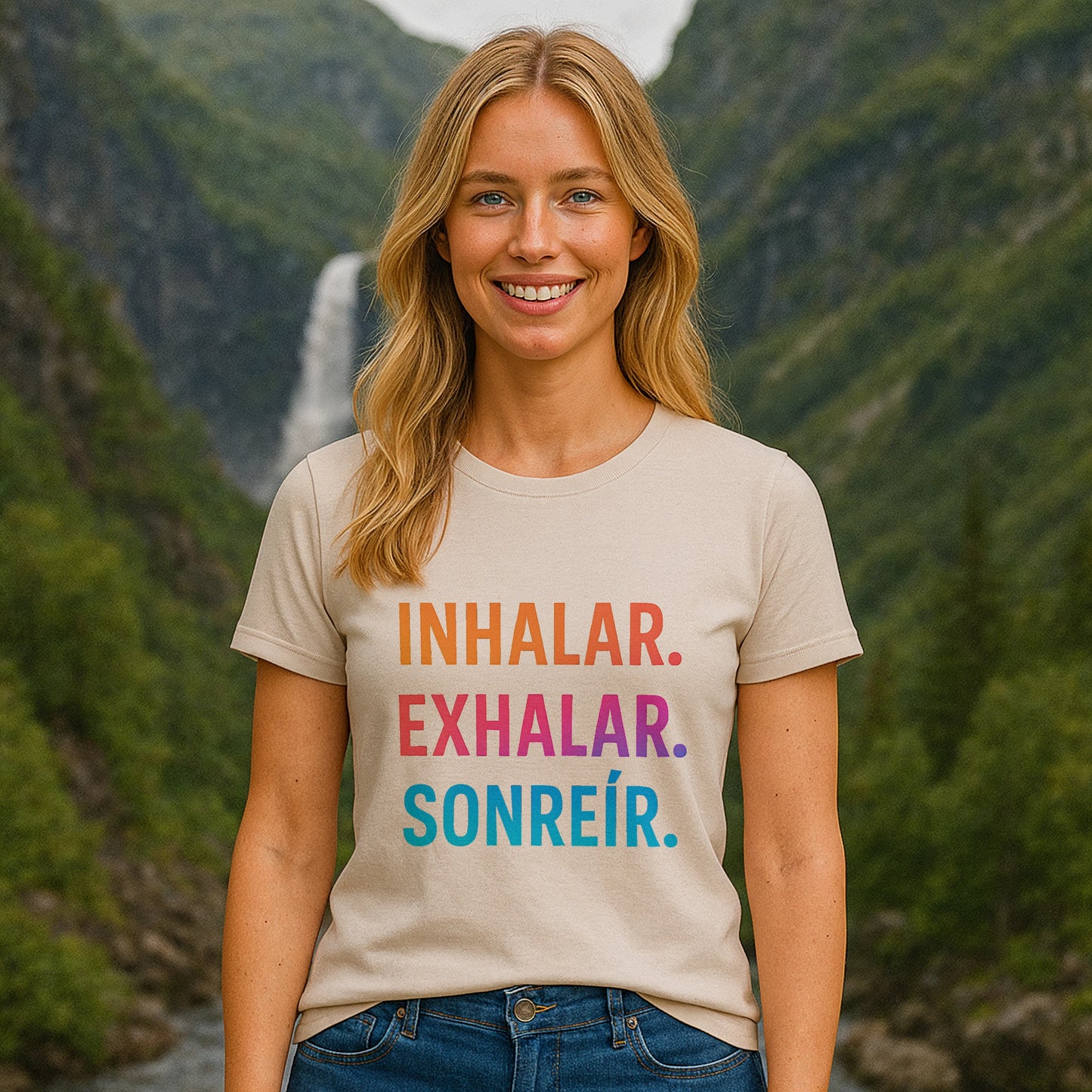 Inhalar Exhalar Sonreír Camiseta Sostenible para Vivir Lento