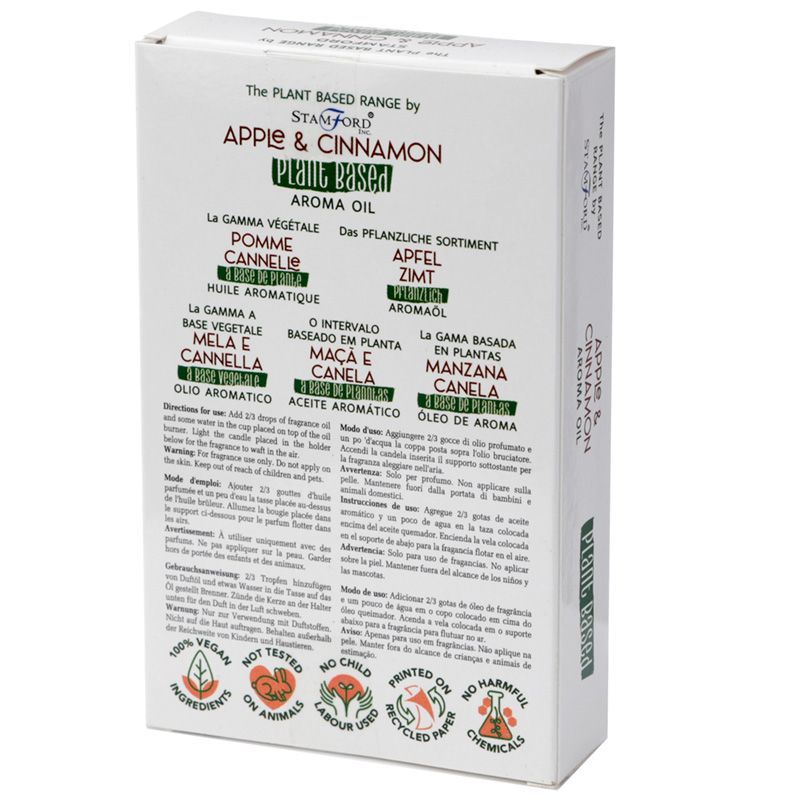 Apple Cinnamon Aroma Oil – 50ML Fragrance Blend plant-based aroma oil box packaging with apple and cinnamon scent label