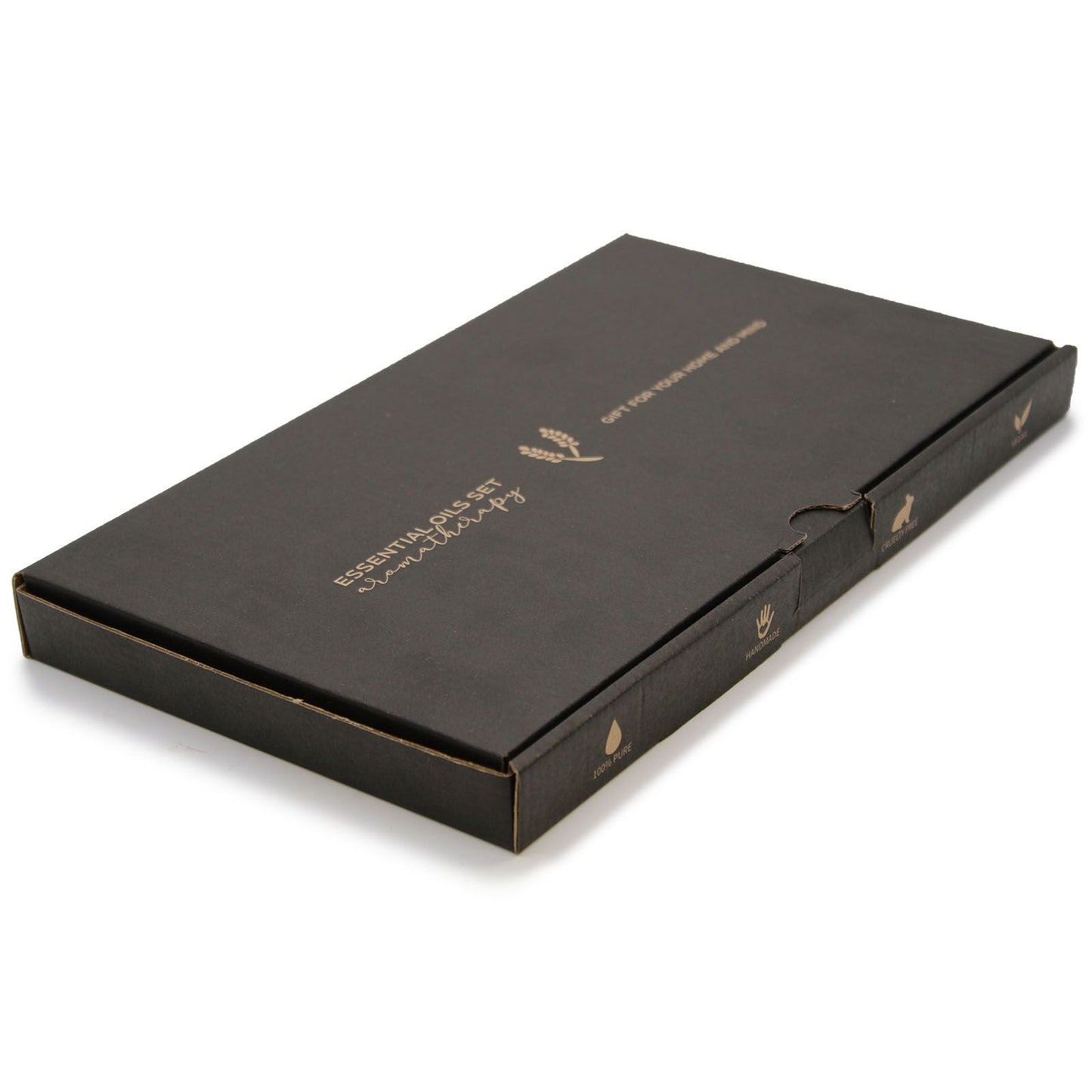 Aromaaroma Essential Oil Set – The Top 12 caja de presentación negra para set de 12 aceites esenciales de 5 ml