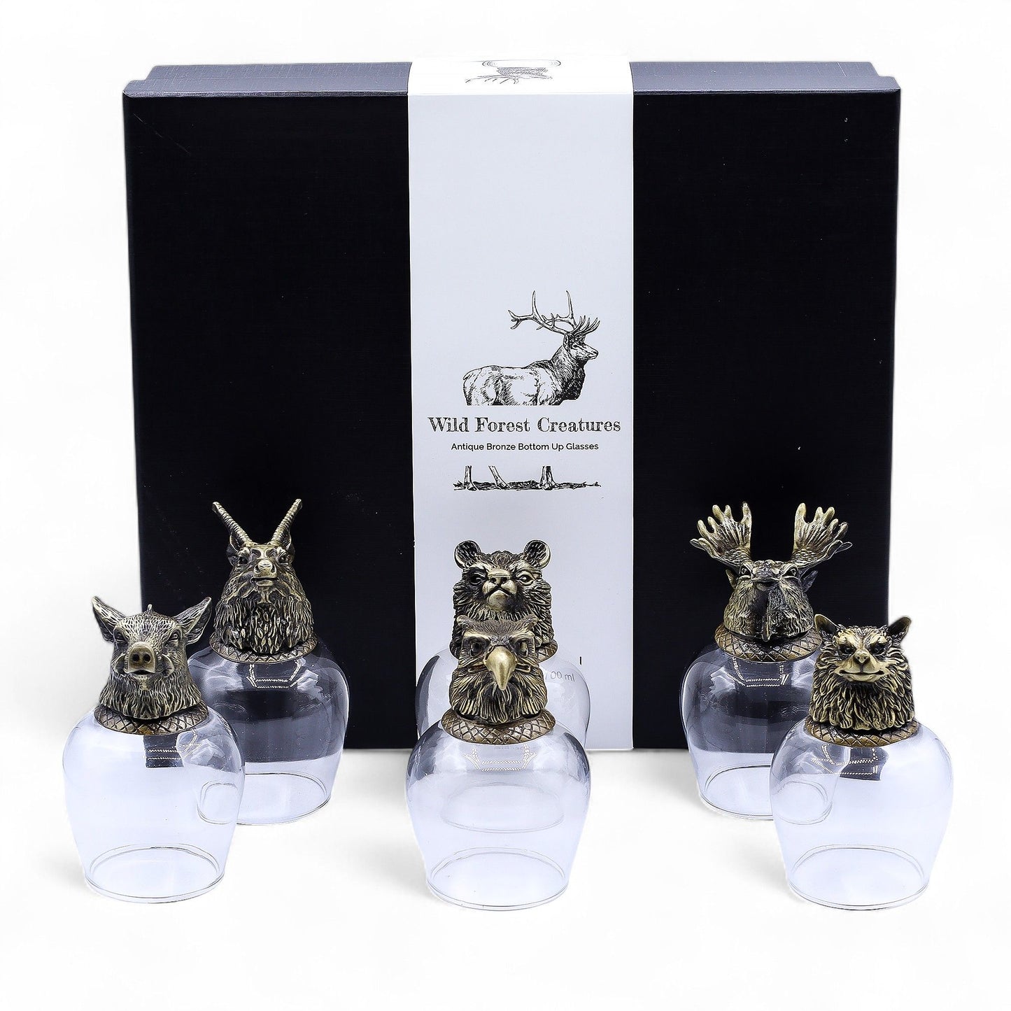 Gift Set of 6 Glasses (50ml) - Mystical Creatures - Antique Bronze