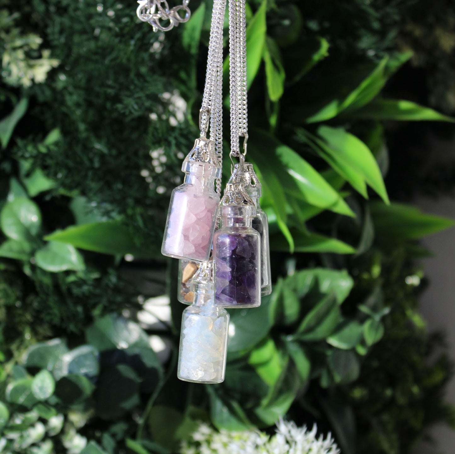 Bottled Gemstones Necklace – Rose Quartz