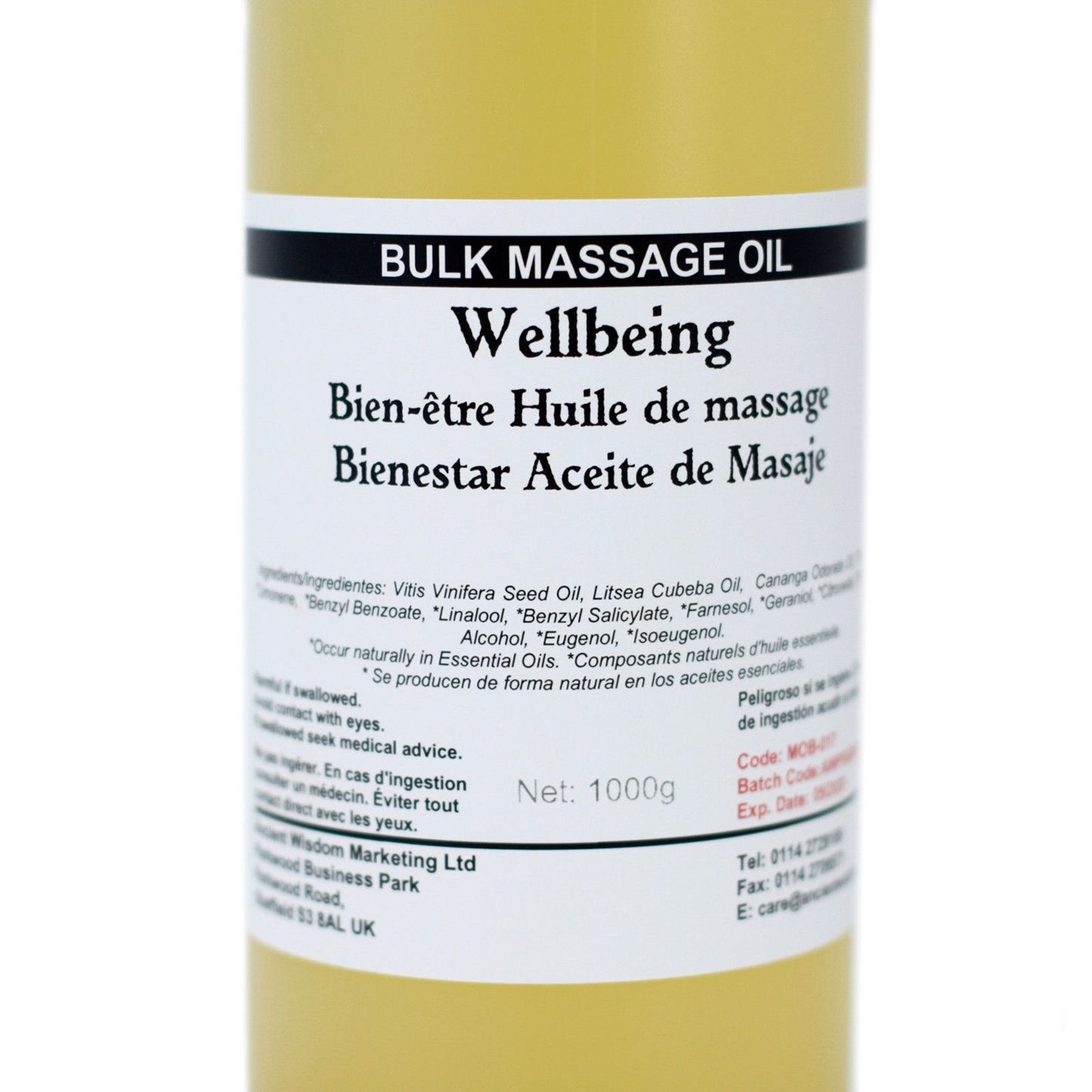 Wellbeing Massage Oil – 1 KG