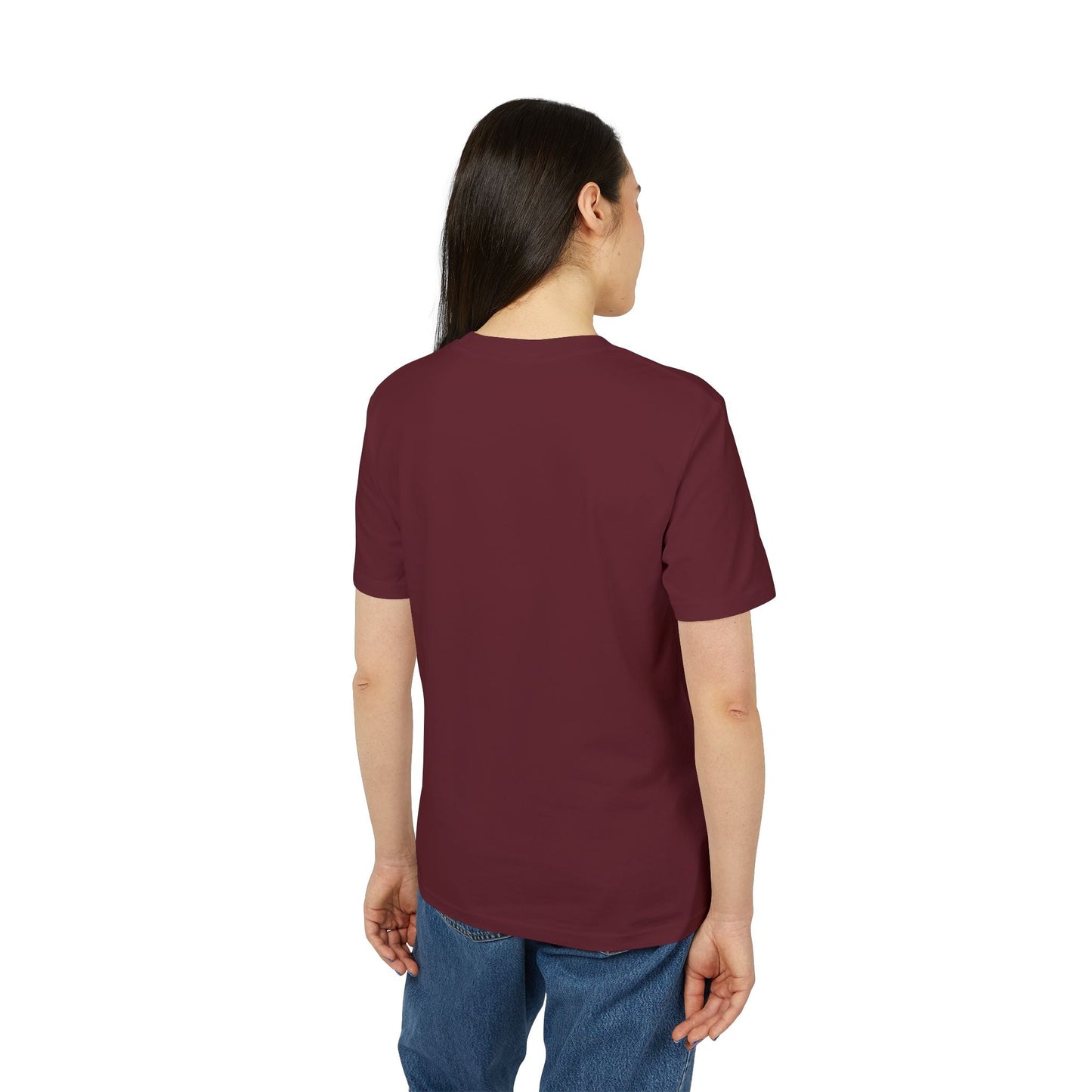 Alt Tag: Cocker Spaniel Personalized Premium Unisex T-Shirt vista trasera camiseta unisex color burdeos