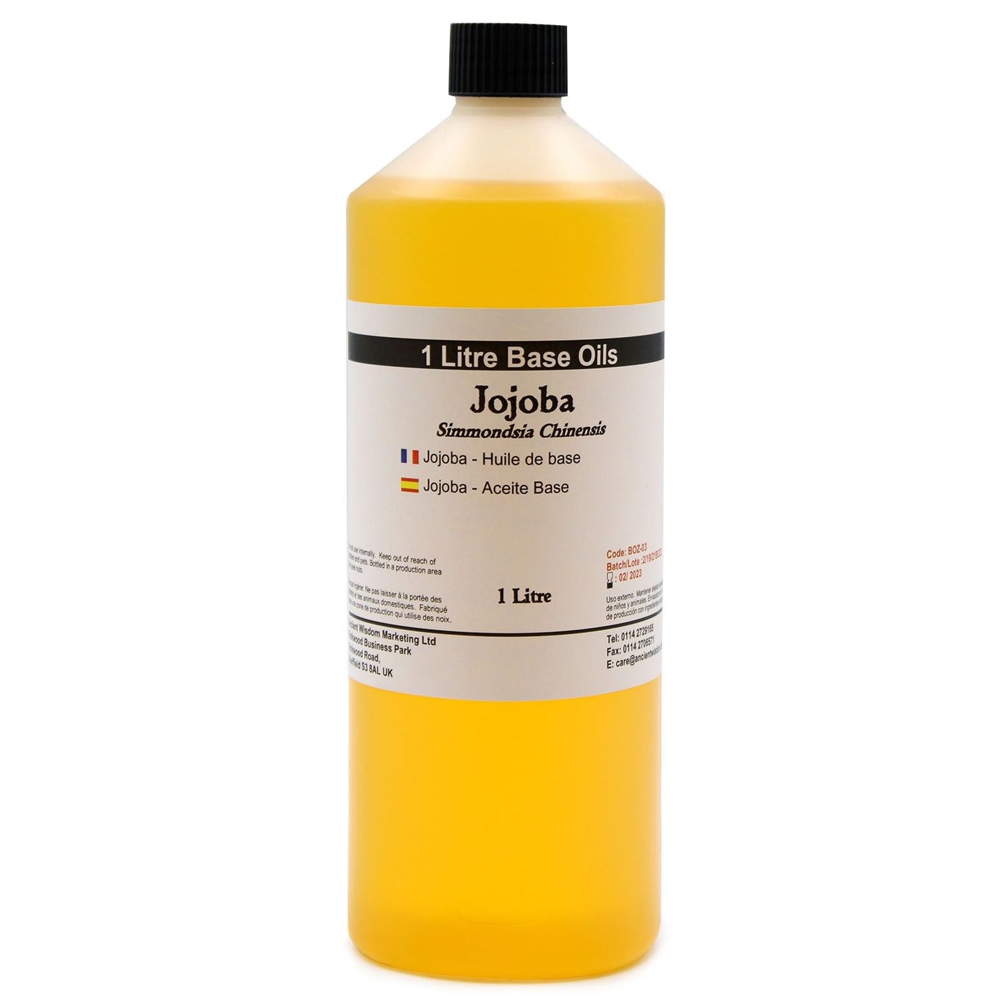 Alt Tag: Jojoba Oil – 1 Litre botella de aceite base natural 1 litro, jojoba (Simmondsia chinensis), para cuidado de la piel y mezclas
