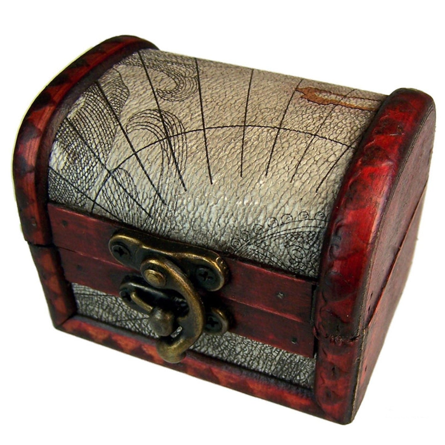Alt Tag: MDF Vintage Style Boxes – Medium Atlas Design vintage MDF storage chest with atlas print and metal clasp