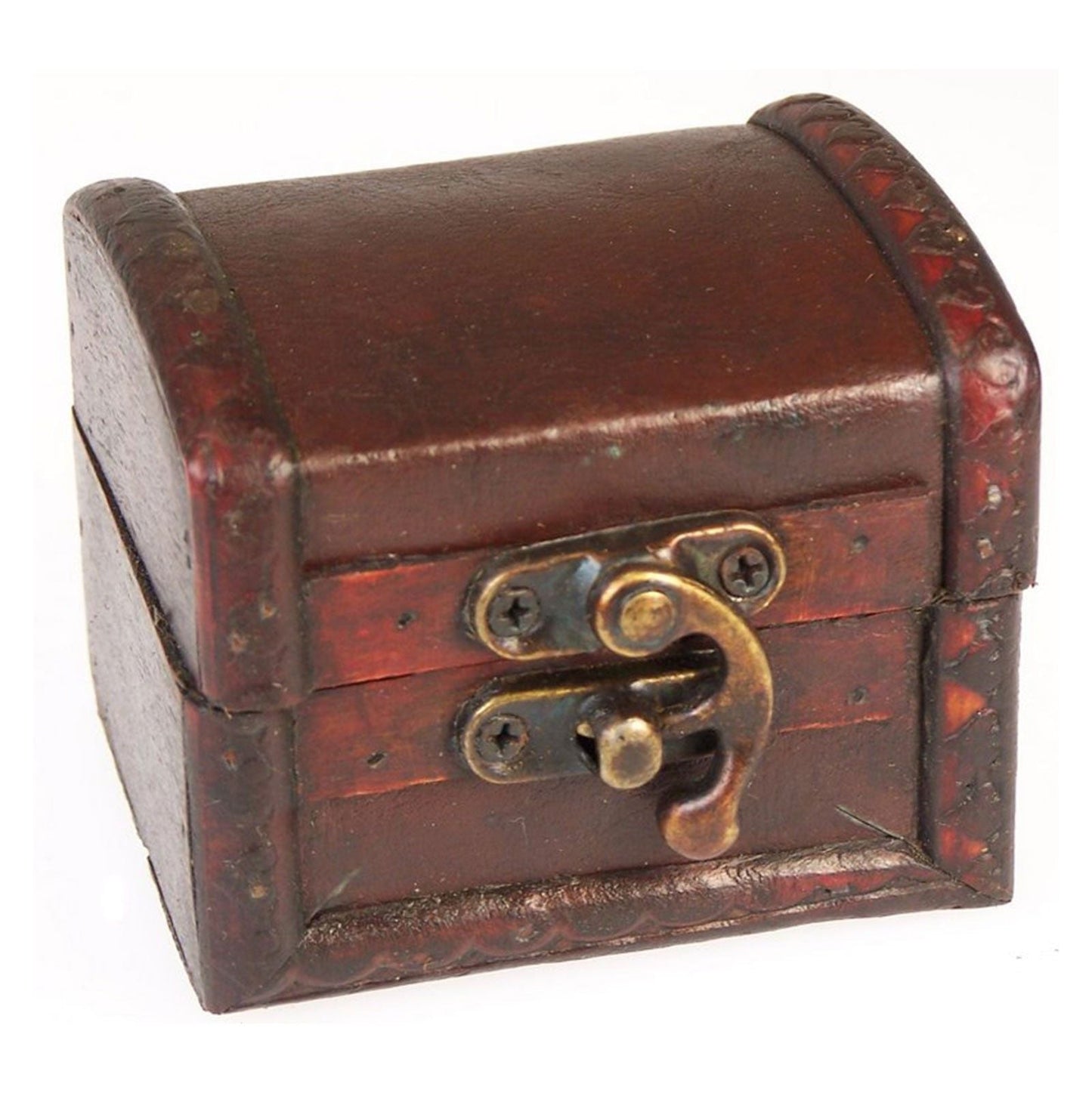 Alt Tag: Med Colonial Boxes – Leather Effect vintage-style storage box with leather-look finish, domed lid and metal latch