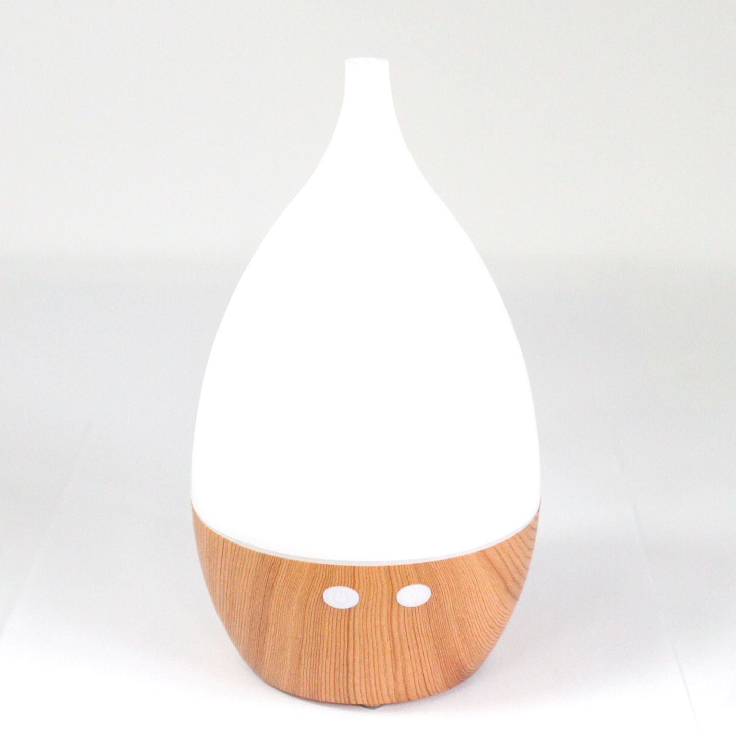Milan Atomiser – USB – Ultraschall-Aromadiffuser für ätherische Öle mit Farbwechsel, Holzoptik-Basis und weißem Tropfendesign