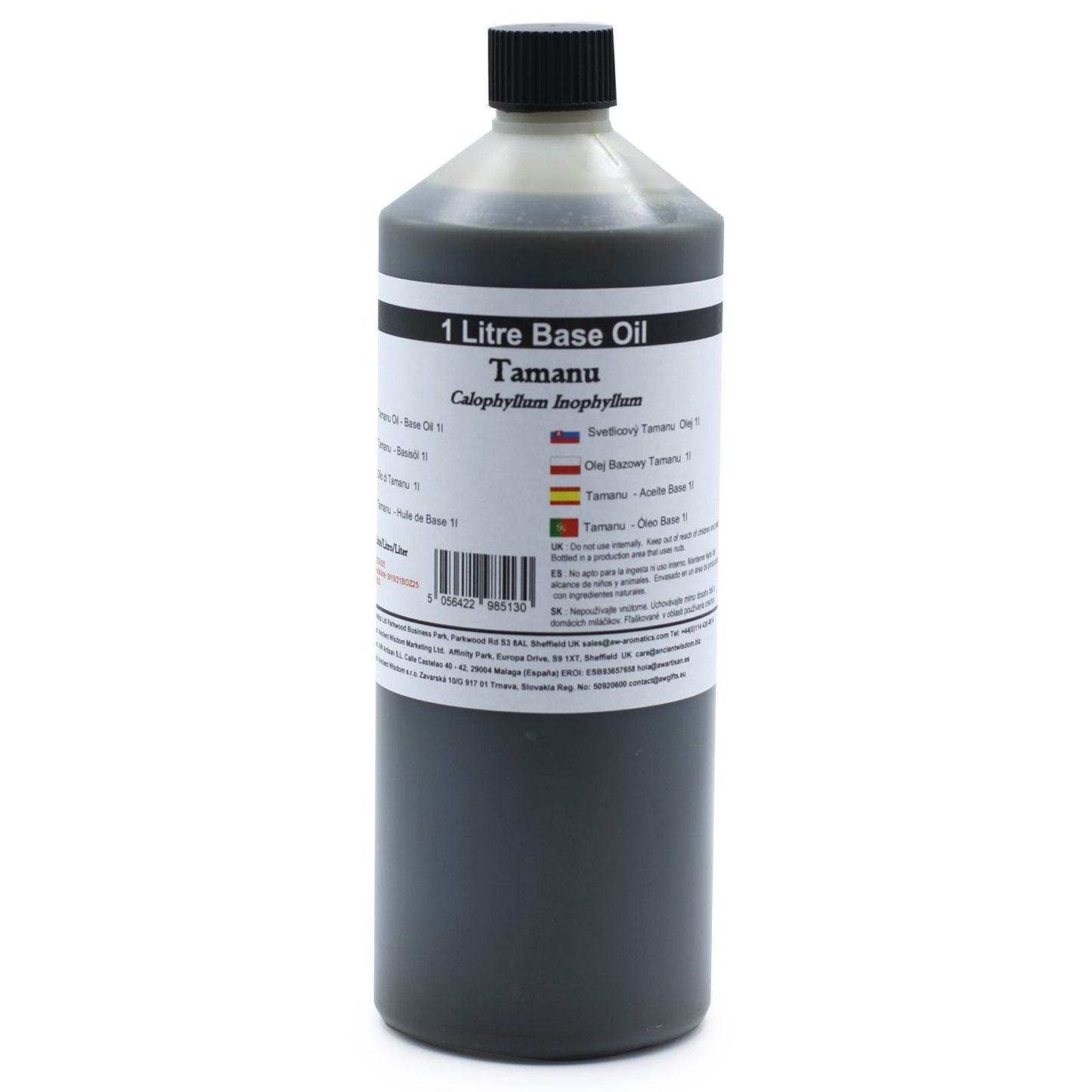 Alt Tag: Pure Tamanu Base Oil – 1 Litre botella de 1 litro, Calophyllum Inophyllum Seed Oil, aceite base premium