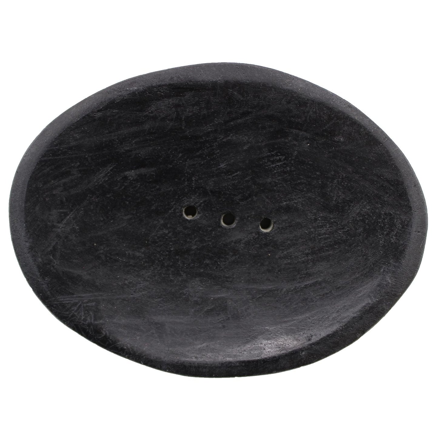 Alt Tag: Riverstone Marble Soap Dish – 13.5x10 CM oval black marble soap dish with drain holes for bathroom or kitchen countertop