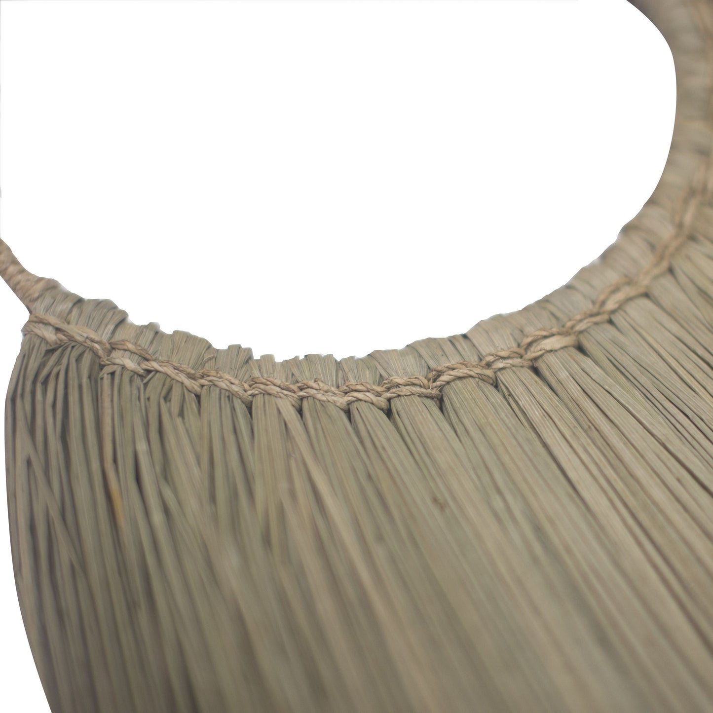Seagrass & Rattan Fan Wall Art – 66x23 CM close-up of woven seagrass and rattan fringe detailing, natural handcrafted wall decor