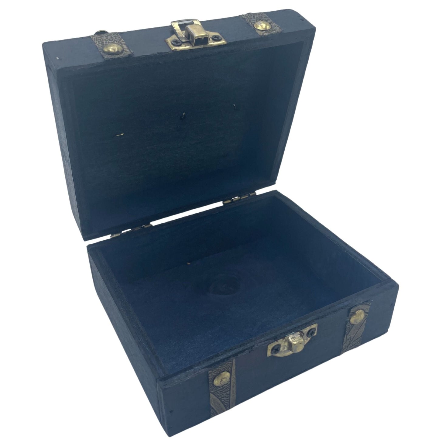 Teal Vintage Box – 13x5.8x11 CM open MDF and metal storage box with latch, teal vintage-style rectangular keepsake box