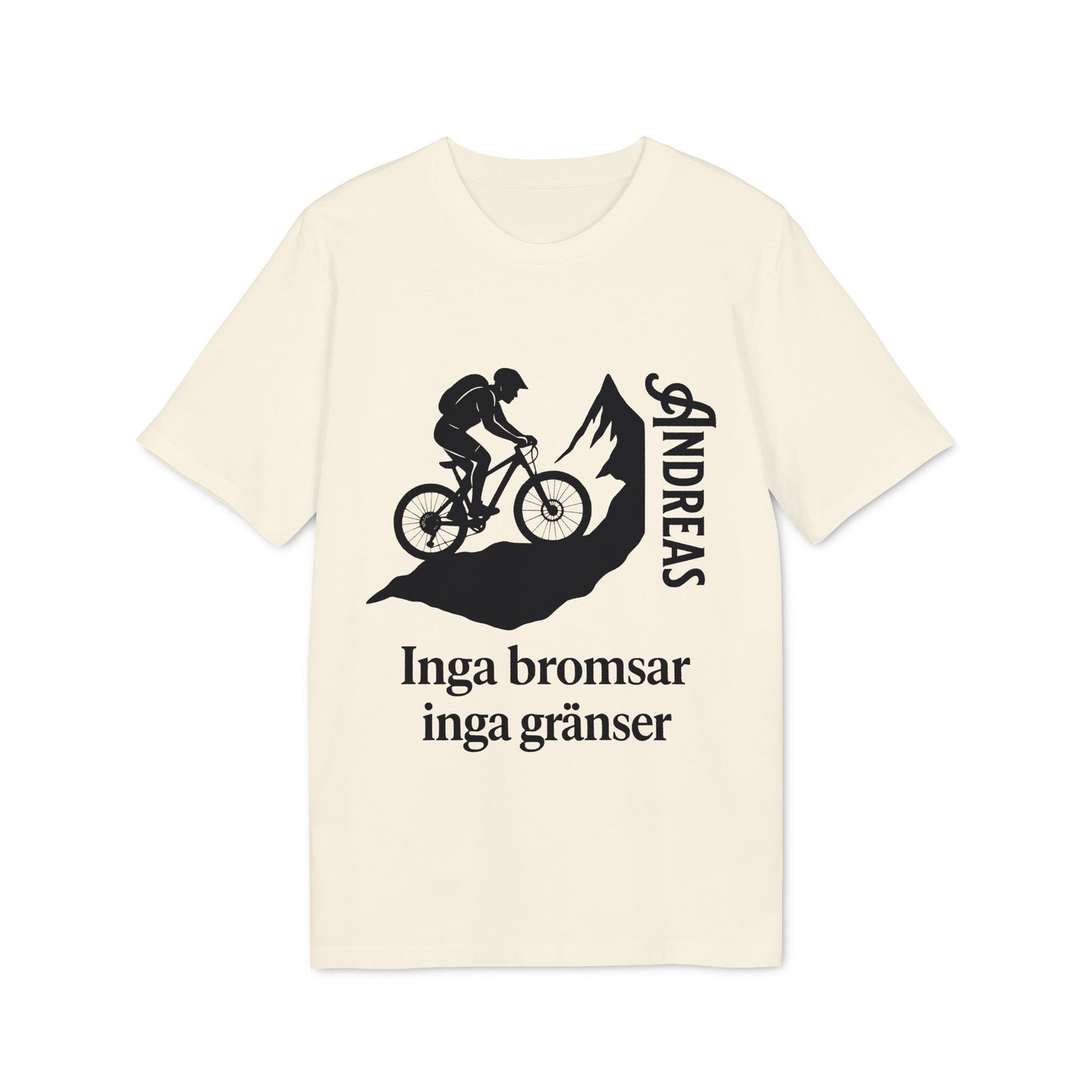Mountain Bike T-shirt med namn 100% ekologisk bomull inga bromsar inga gränser