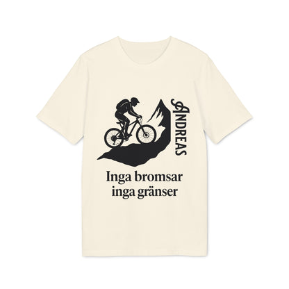 Mountain Bike T-shirt med namn 100% ekologisk bomull inga bromsar inga gränser