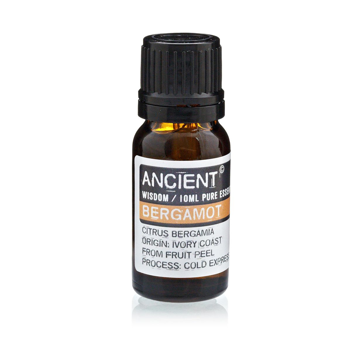 10 ML Bergamott (FCF) eterisk oljeflaska, ren bergamott eterisk olja, FCF furanokumarin-fri, citrusdoft, 10 ml bärnstensfärgat glas