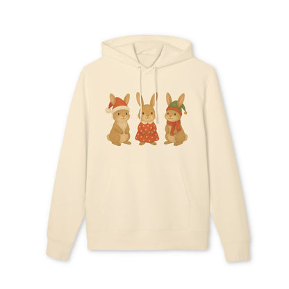 Three Little Hares Hoodie 100% Organic Cotton Christmas