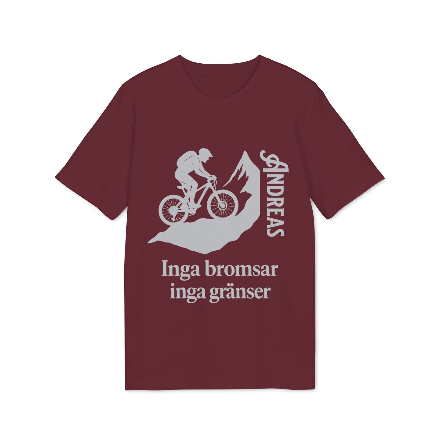 Mountain Bike T-shirt med namn 100% ekologisk bomull inga bromsar inga gränser