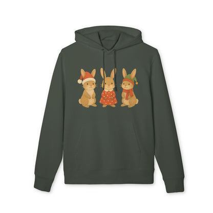 Three Little Hares Hoodie 100% Organic Cotton Christmas