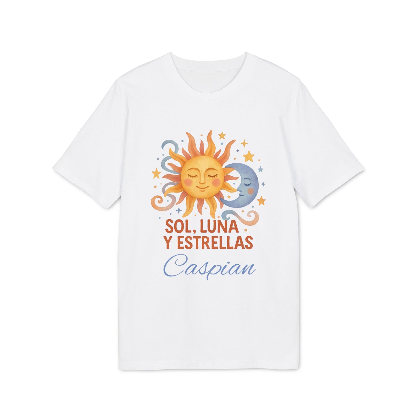 Sol Luna y Estrellas Camiseta Organica Personalizada 100% Algodon Waldorf