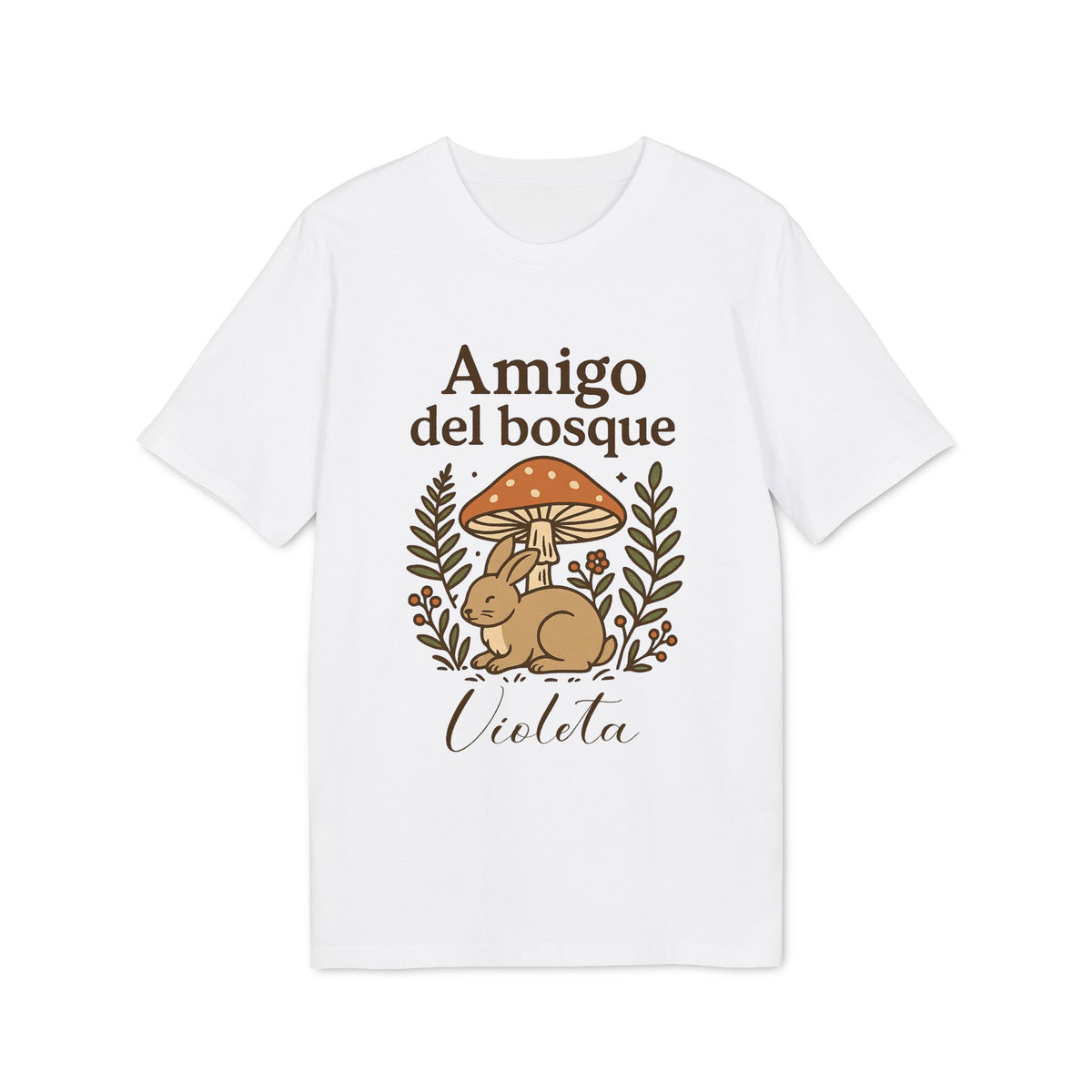 Amigo del Bosque Personalizado con Nombre 100% Algodon Organico Camiseta