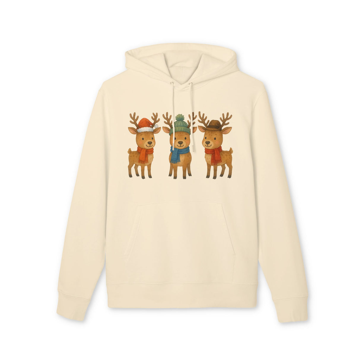 Three Little Reindeers Hoodie 100% Organic Cotton Christmas