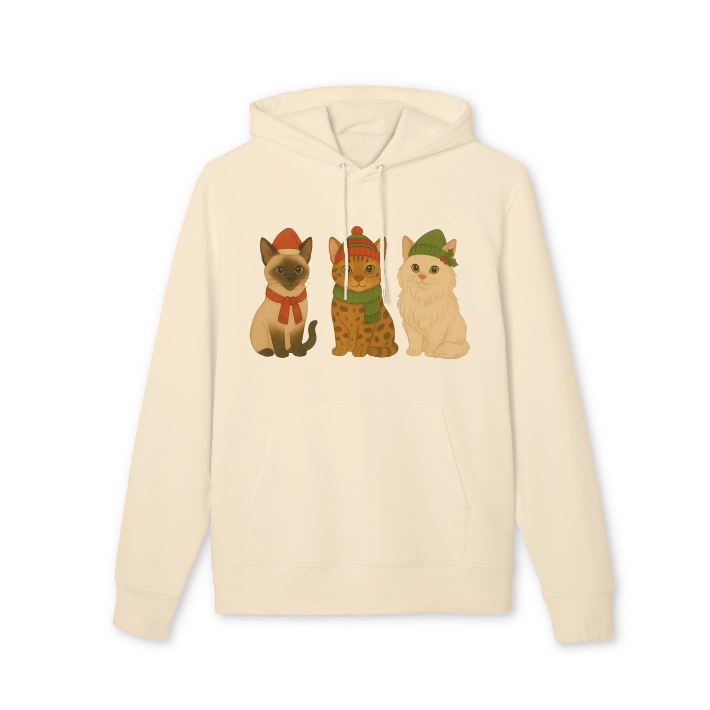 Three Little Cats Hoodie 100% Organic Cotton Christmas