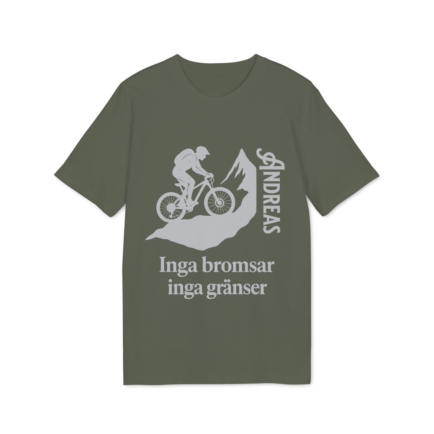 Mountain Bike T-shirt med namn 100% ekologisk bomull inga bromsar inga gränser