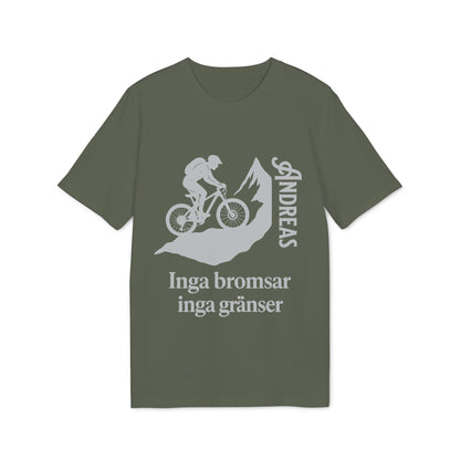 Mountain Bike T-shirt med namn 100% ekologisk bomull inga bromsar inga gränser