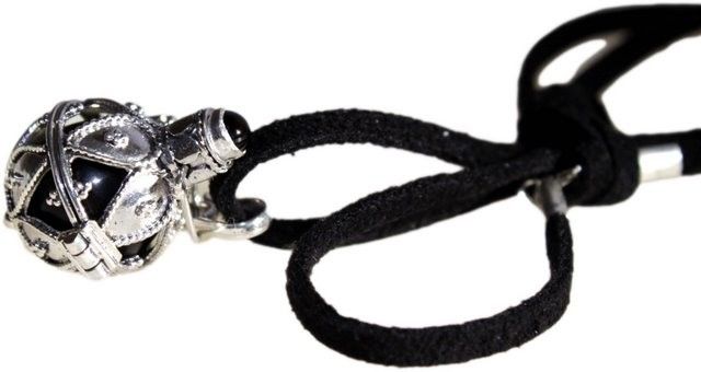 925 Silver Angel Bell – Darkness – 16MM Bali-silver änglaklocka charm-hänge med svart snöre, storlek 16 mm