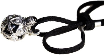 925 Silver Angel Bell – Darkness – 16MM Bali-silver änglaklocka charm-hänge med svart snöre, storlek 16 mm