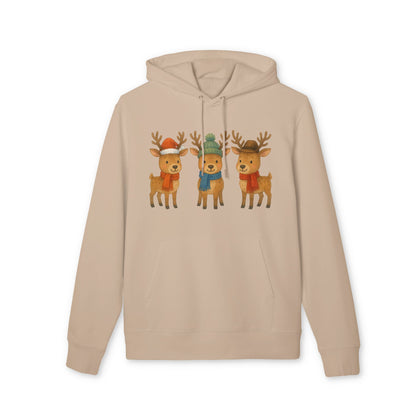 Three Little Reindeers Hoodie 100% Organic Cotton Christmas