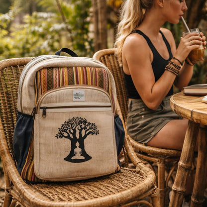 Stor hampa-ryggsäck - Bohdi Tree-design