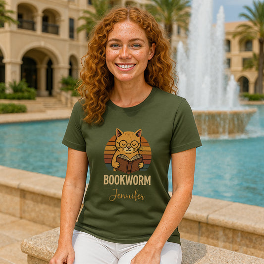 Bookworm Organic Cotton T-Shirt Femenine Personalized