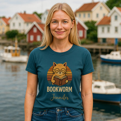 Bookworm Organic Cotton T-Shirt Femenine Personalized