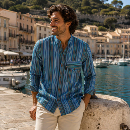 Nomad Sari Grandad Shirt - Turquoise - XL