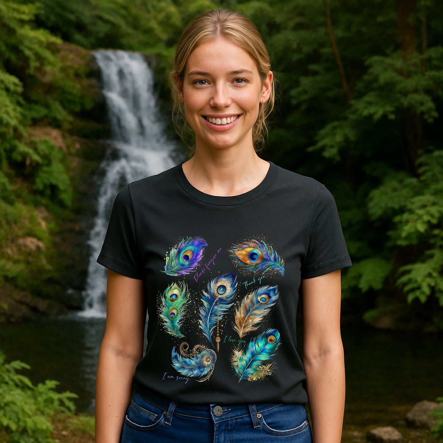 Peacock Hooponopono T-Shirt 100% Organic Cotton