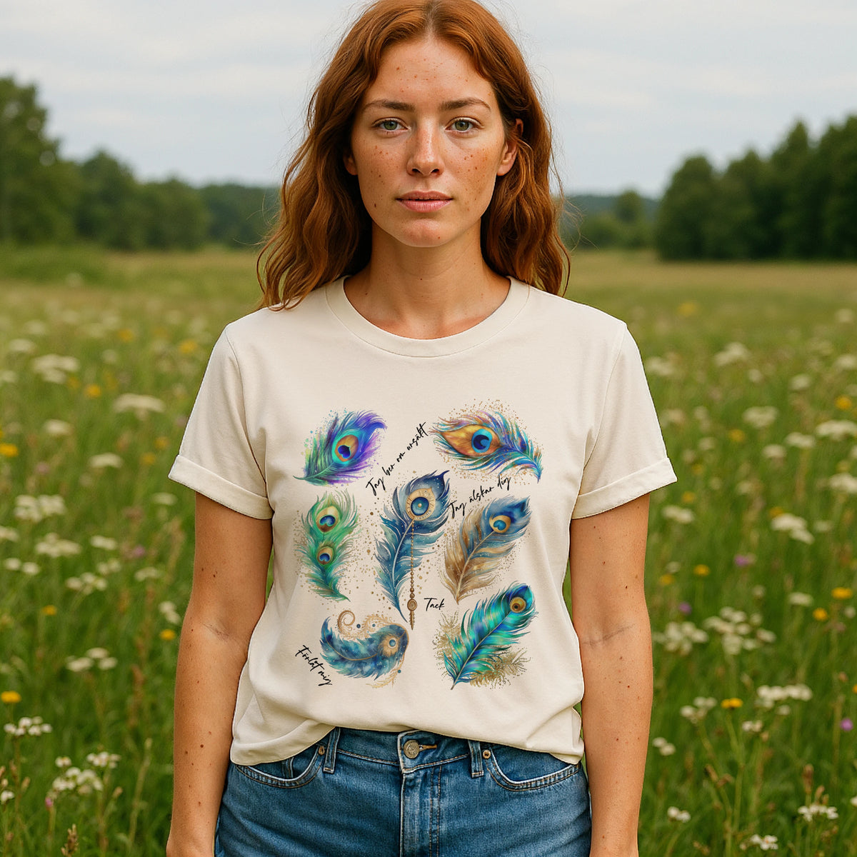 Påfågel Hooponopono Ekologisk Bomull T-Shirt