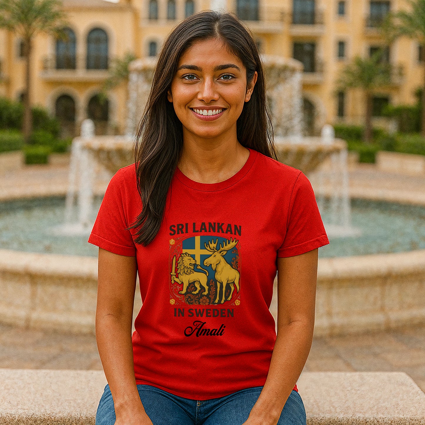 Sri Lankan in Sweden Organic T-shirt 100% Cotton Personalized