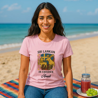 Sri Lankan in Sweden Organic T-shirt 100% Cotton Personalized