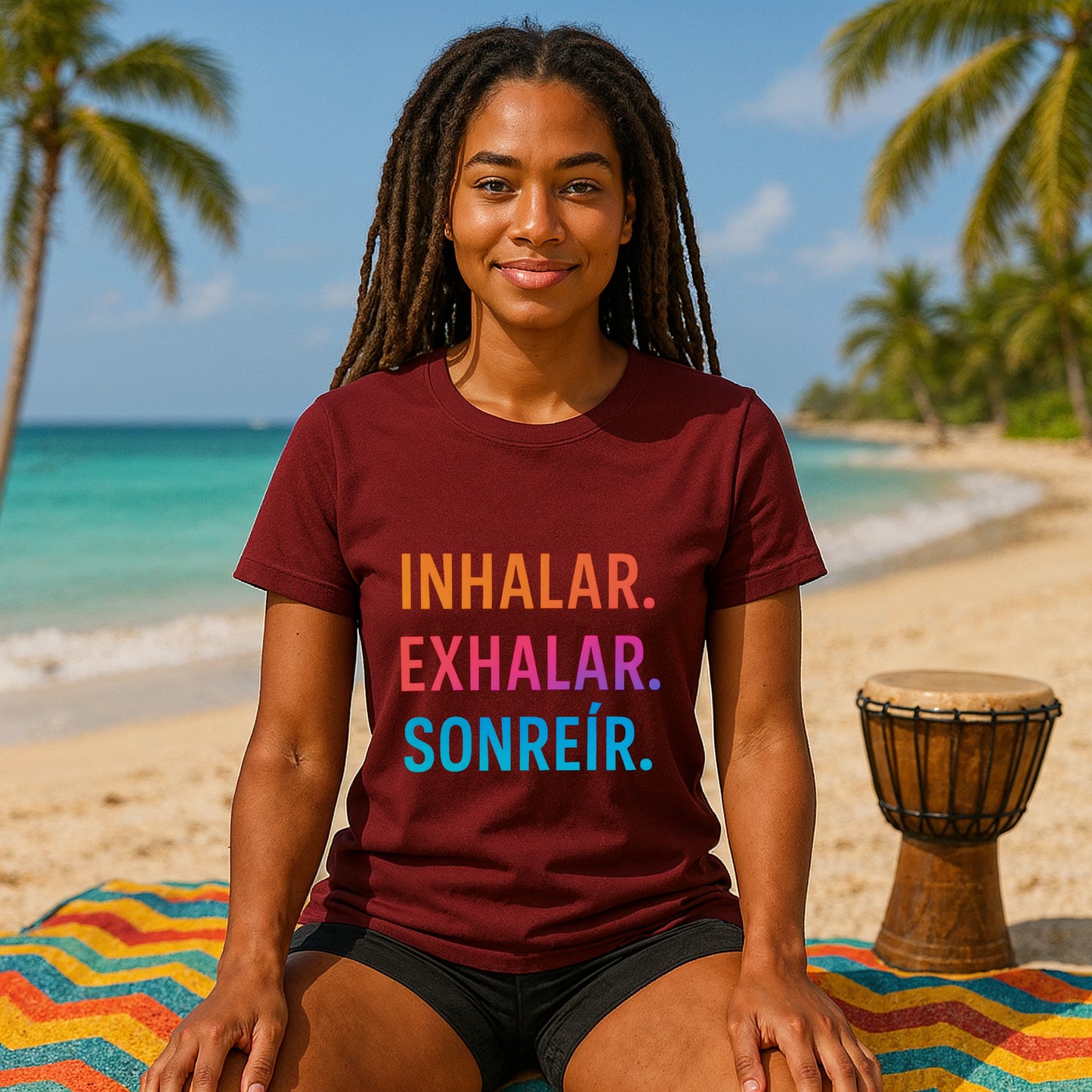 Inhalar Exhalar Sonreír Camiseta Sostenible para Vivir Lento