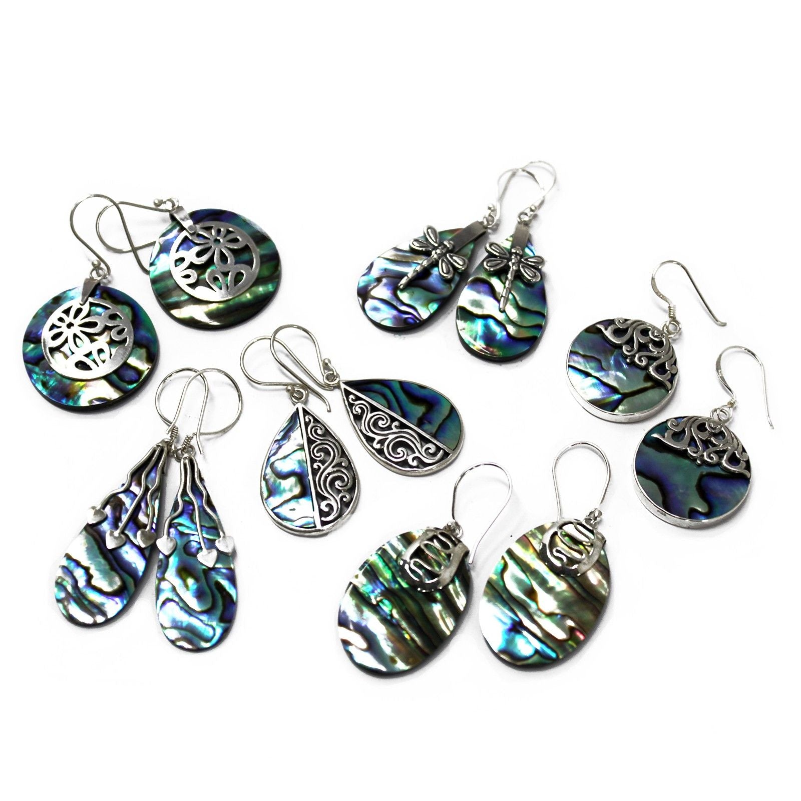 Abalone Shell & Silver Earrings – Flip-Flop Design with iridescent abalone shell and 925 sterling silver coastal beach jewelry