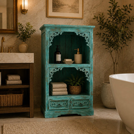 Albasia Bathroom Cabinet – Turquoise Wash