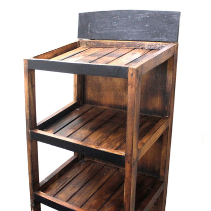 Albasia Wood Retail Display Stand – 5-Tier Brownwash wooden retail display stand with brownwash finish, 5-tier shelving