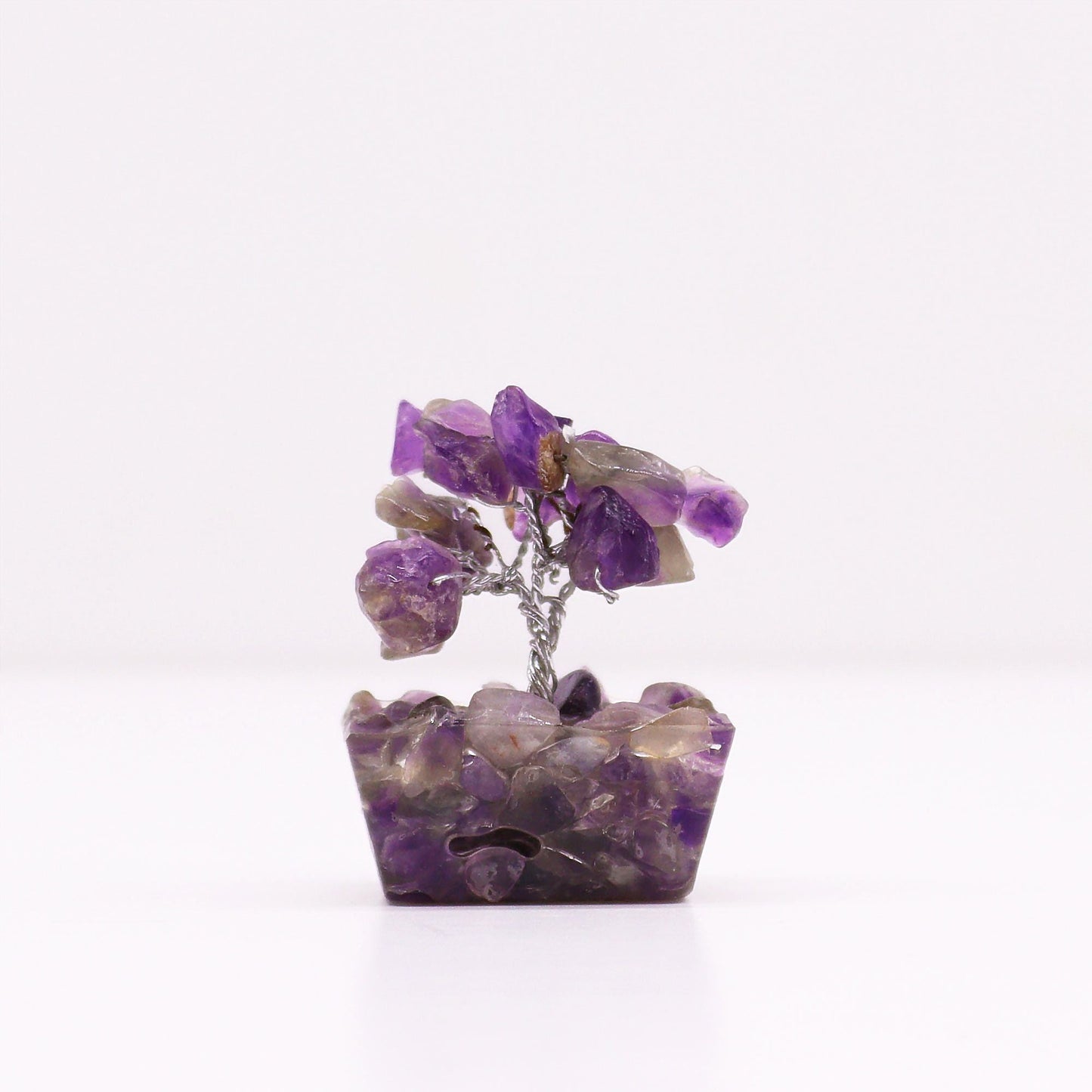 Amethyst Mini Gemstone Tree – 15 Stones mini árbol de gemas de amatista con base de orgonita, decorativo para escritorio