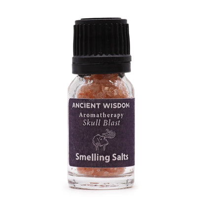 Skull Blast Aromaaroma Salts – 6.2x2.4 CM smelling salts bottle with Himalayan salt crystals and black cap