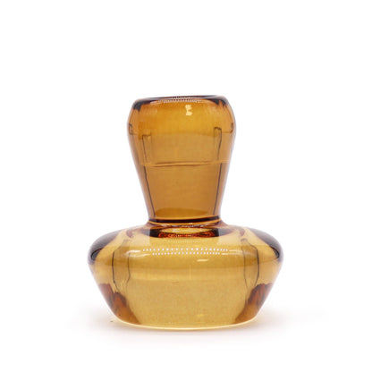 Alt Tag: Set de portavelas de vidrio ámbar antiguo – portavelas de vidrio prensado 6.2x7 CM en color ámbar antiguo, pieza individual sobre fondo blanco