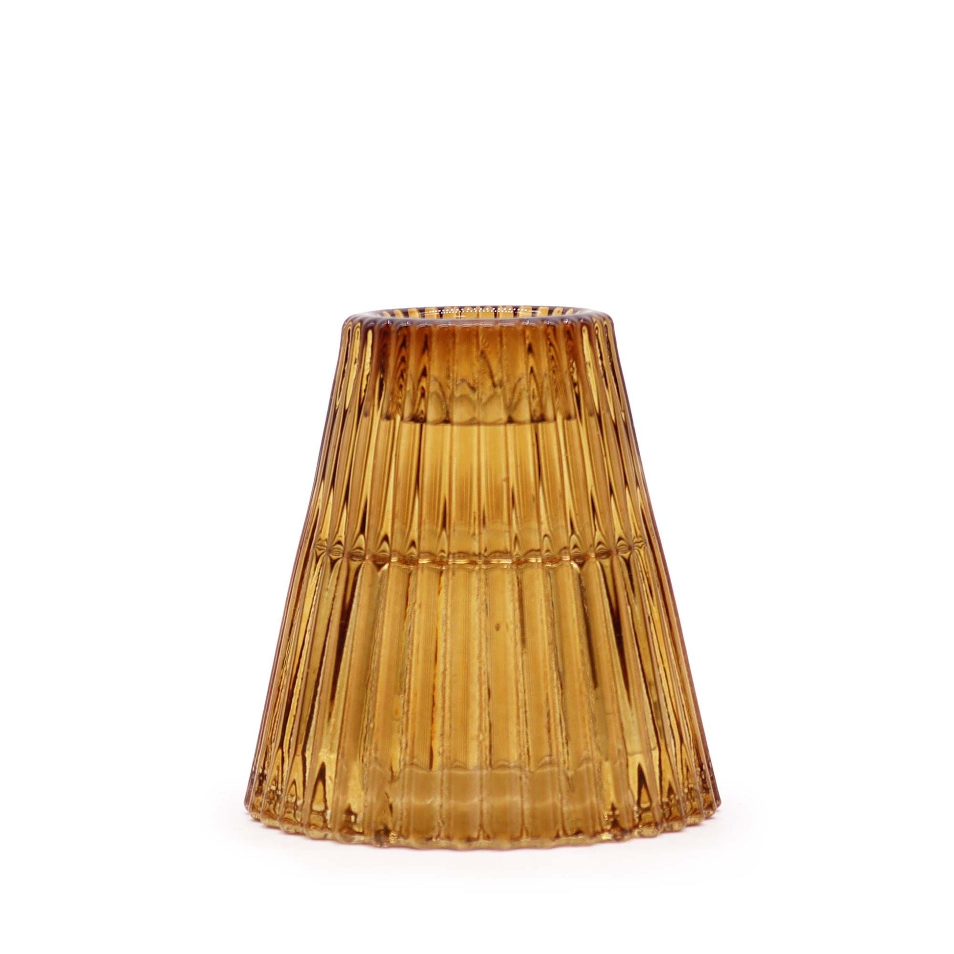 Portavelas de vidrio ámbar antiguo – Set de 2, portavelas de vidrio ámbar prensado para vela de mesa o tealight, 6x6 cm