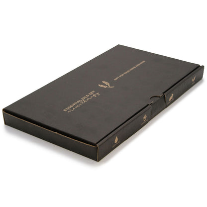 Alt-Tag: Aromaaroma Set ätherischer Öle – Summer (12-Öle-Kollektion) schwarze Geschenkbox-Verpackung, 12-Öle-Kollektion