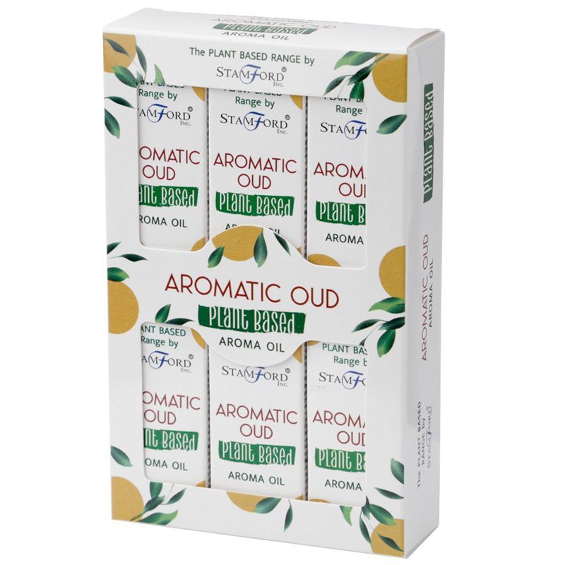Alt-Tag: Aromatisches Oud pflanzenbasiertes Duftöl – 44 g Set pflanzenbasierter Aromaöl-Fläschchen in dekorativer Boxverpackung