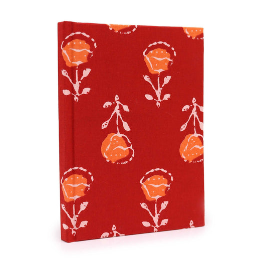 Artisan Cotton Notebook – 20x15 CM Roses con cubierta roja de rosas, cuaderno artesanal de algodón y papel hecho a mano